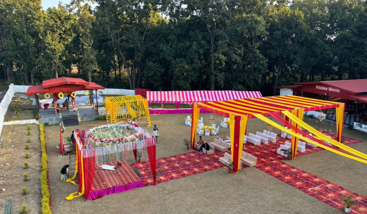 Wedding venue in Dehradun with luxury outdoor wedding setup